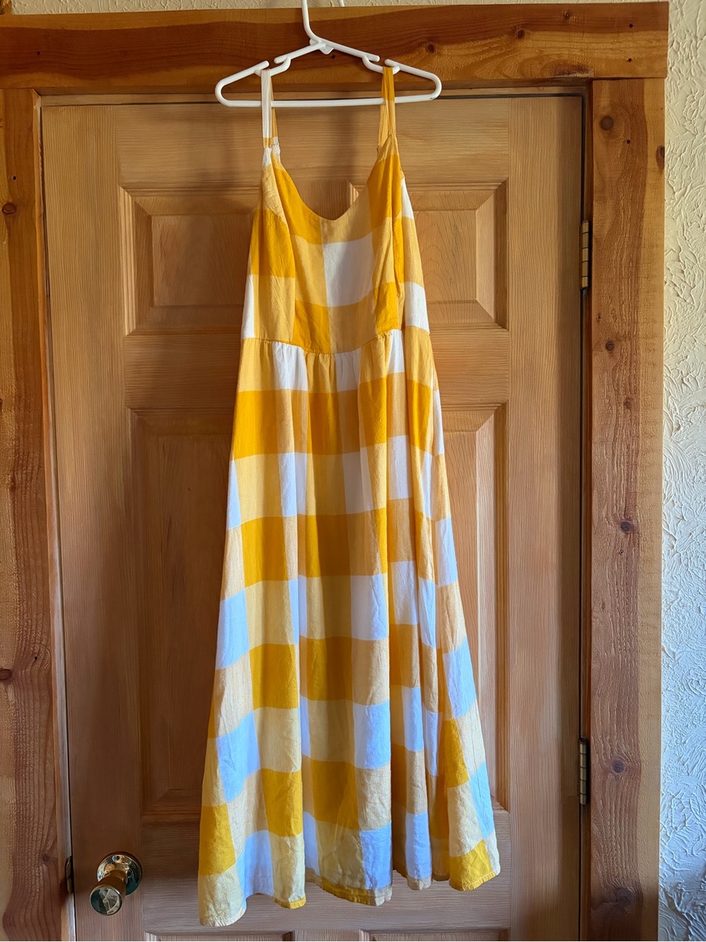 Yellow and White Checkered Linen Sundress